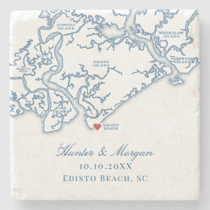Edisto Beach Wedding Favour Edisto Island Map Stone Coaster