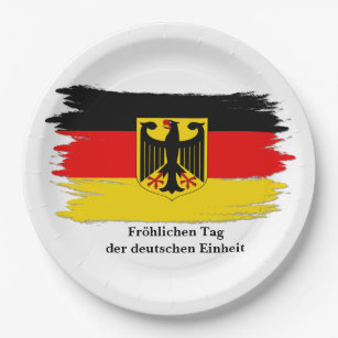 Edit  Any Text Germany Unity Day German Flag Paper Plate