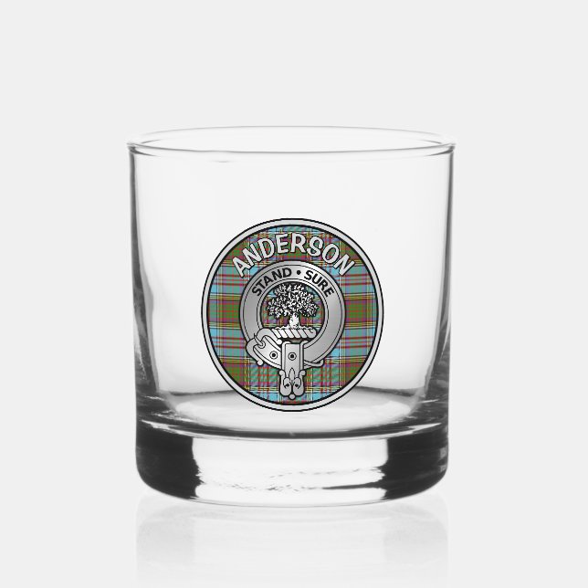 [EDIT] Clan Anderson Crest & Tartan Whiskey Glass (Front)