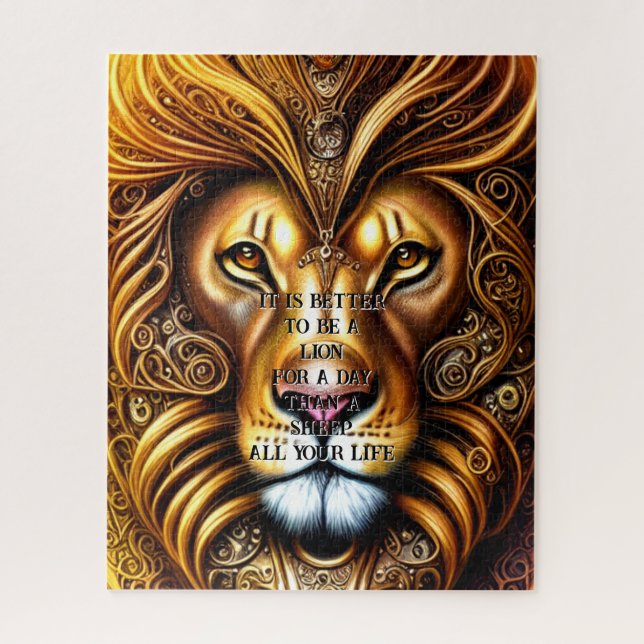 Edit/delete text - Amazingly Beautiful Golden Lion Jigsaw Puzzle (Vertical)