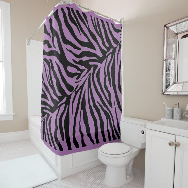 Edit Design/Change Background Colour Zebra Shower Curtain (In Situ)