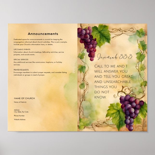 Edit, Download Church Bulletin Poster (Front)
