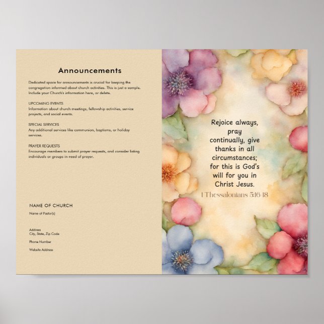 Edit, Download Church Bulletin Poster (Front)