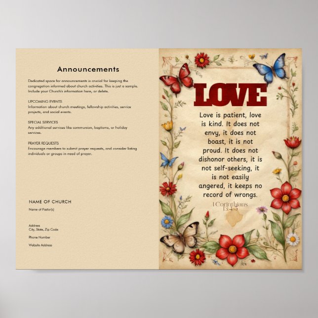 Edit, Download Church Bulletin Poster (Front)
