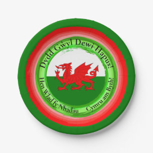 Edit Matching Welsh Dragon St David's Day 7" Paper Plate
