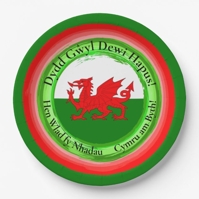 Edit Matching Welsh Dragon St David's Day 9" Paper Plate (Front)