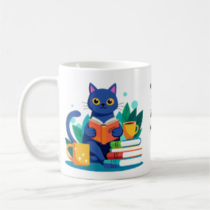 Edit Name Personalize Cool Cats Read Books Coffee Mug