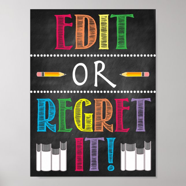 Edit Or Regret It Printable Poster (Front)