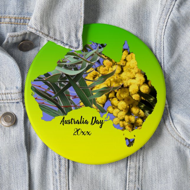 Edit Text  Australia Day Gum Leaf Wattle Badge  (In Situ)