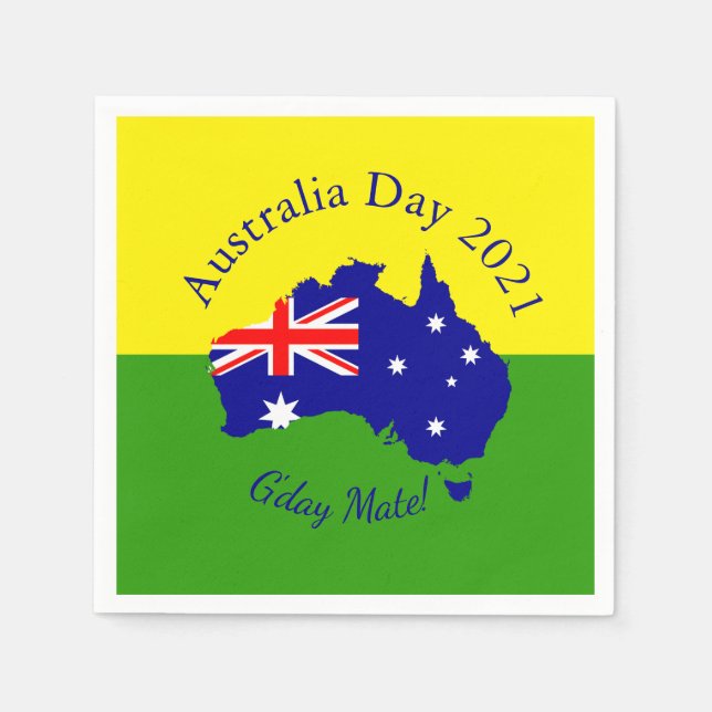 Edit Text Matching Australia Day  Cocktail Napkin (Front)