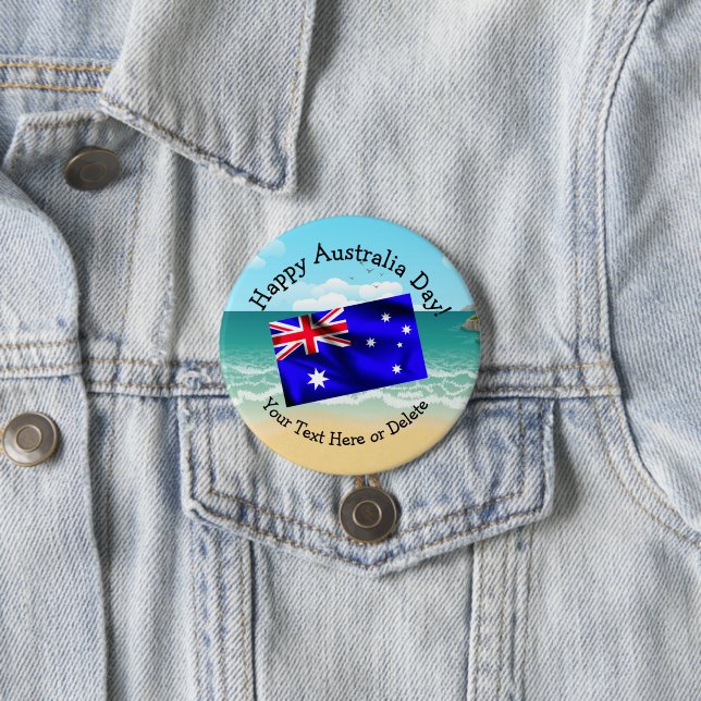 Edit Text Matching Australia Day Flag Beach Badge (In Situ)