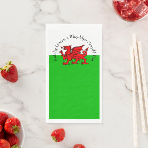 Edit Text Welsh Flag Red Dragon Christmas Napkin