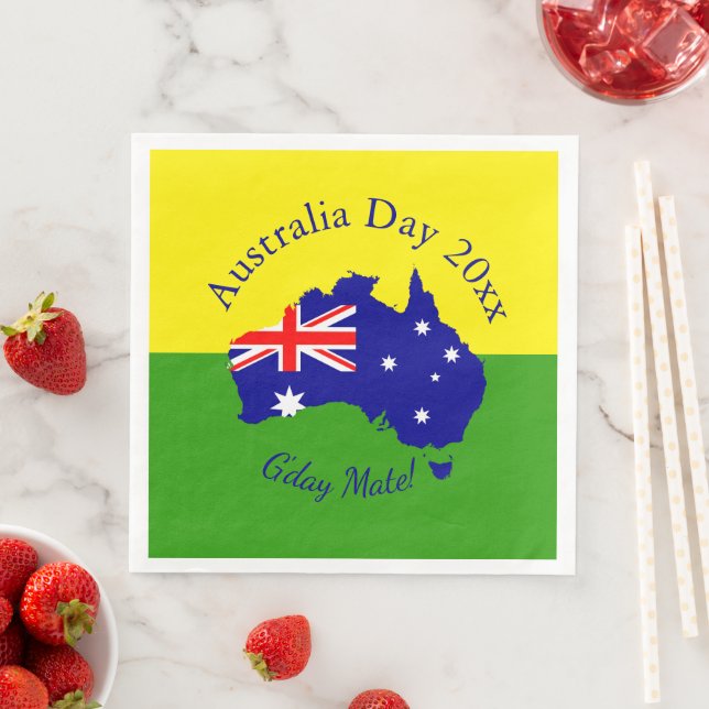 Edit Text Year Matching Australia Day Paper  Napkin (Insitu)