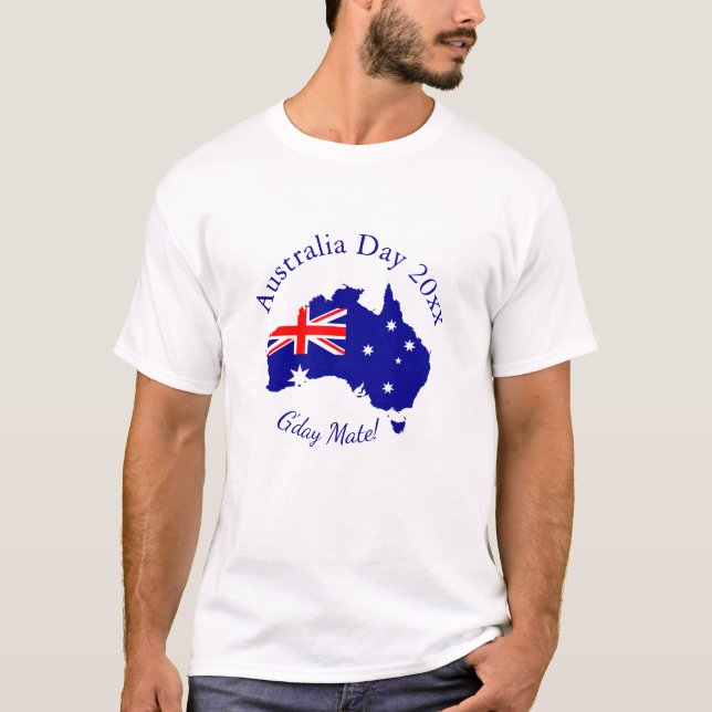 Edit Text Year Matching Australia Day T-Shirt (Front)