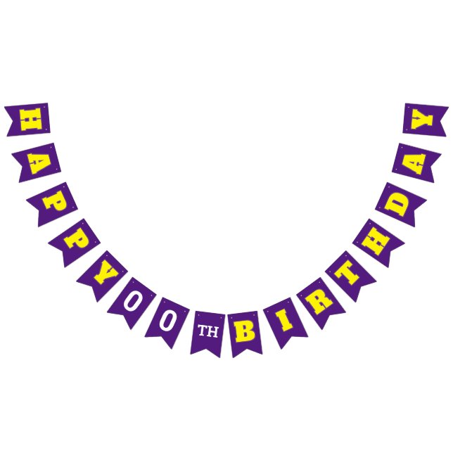 Edit Your Age on PURPLE Happy Birthday Bunting (All)