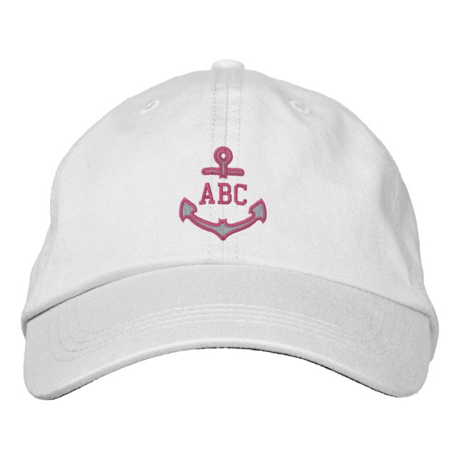 Edit Your Nautical Monogram Anchor 123 Characters Embroidered Hat (Front)