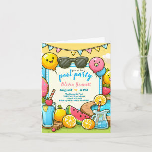 Editab PoolParty Birthday for Kids Fun Summer Swim Invitation