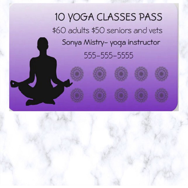 Editable 10 Yoga Classes Pass Discount Card (Creator Uploaded)