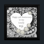 Editable 13th Wedding Anniversary, Lace Gift Box<br><div class="desc">This lovely gift box has been designed for a thirteenth wedding anniversary,  traditionally lace. It features a background of beautiful Belgium lace with white and black banners,  and editable text. Perfect to hold a special gift for a beloved wife.</div>