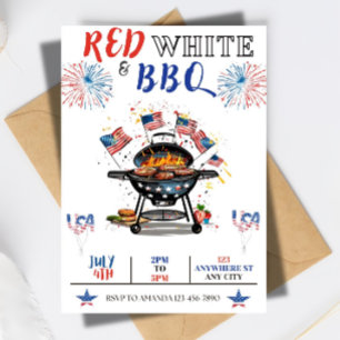 EDITABLE 4th of July Party Invitation, Red White Invitation