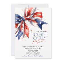 Editable 4th of July Party Invitation With Red Whi
