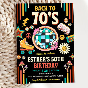 Editable 70s Birthday Party Invitation Back to 70S