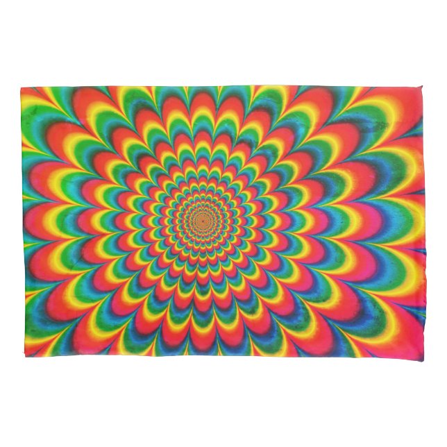 Editable 70s Retro Hippie Psychedelic Pillow Pillowcase (Front-Left)