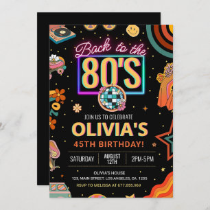 Editable 80s Birthday Party Invitation Back to 80s