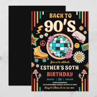 Editable 90s Birthday Party Invitation Back to 90s