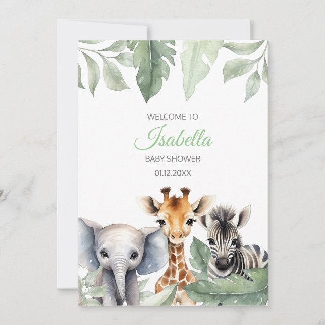 Editable A Little Wild One Baby Shower invite (Front)
