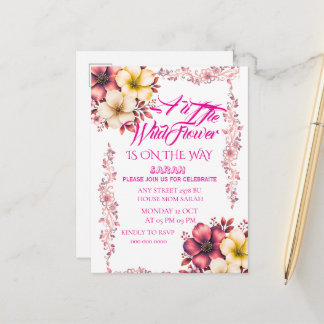Editable A Little Wildflower Baby Shower Invitatio Announcement Postcard