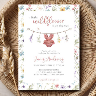 Editable A Little Wildflower Baby Shower Invitatio Invitation