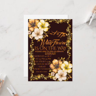 Editable A Little Wildflower Baby Shower Invitatio Invitation