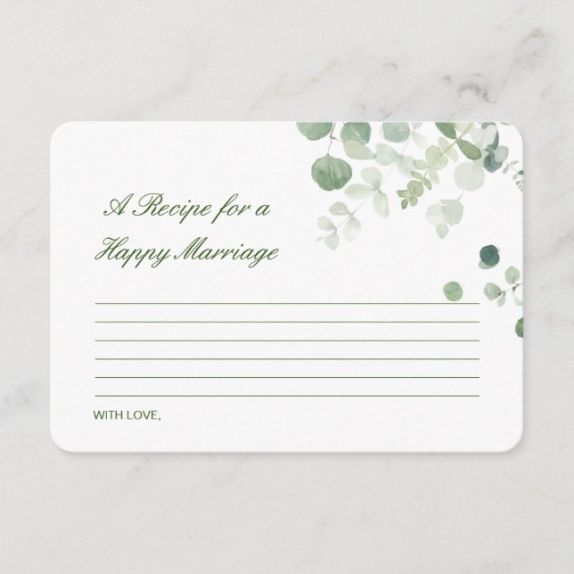 Editable a recipe for a happy marriage card (Front)