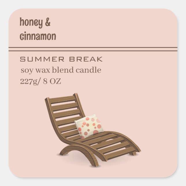 Editable Adirondack Chair Summer Square Sticker (Front)