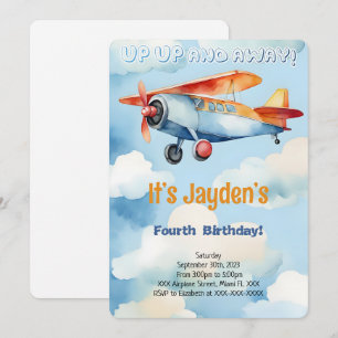 Editable Aeroplane Birthday Party Invitation