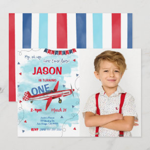 Editable Aeroplane Photo Invitation