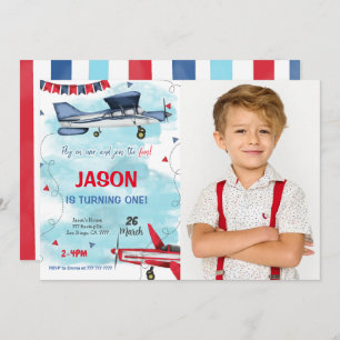 Editable Aeroplane Photo Invitation