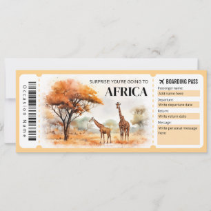 Editable Africa Boarding Pass Plane ticket Invitation