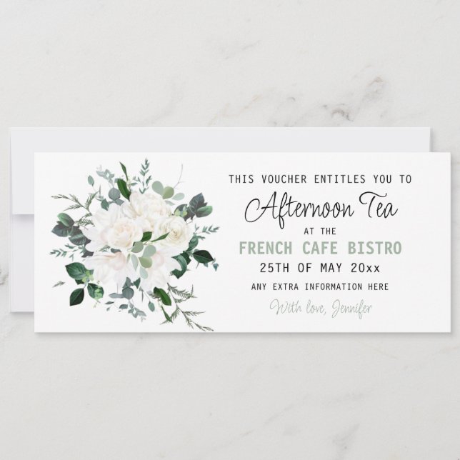 Editable Afternoon Tea Voucher  Invitation (Front)