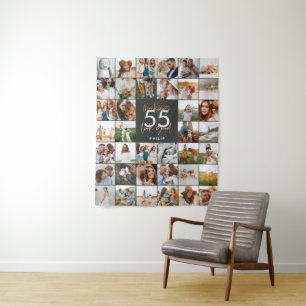editable age chic birthday multi photo script gift tapestry