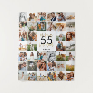editable age chic birthday multi photo script gift tapestry