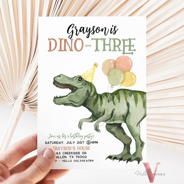 Editable AGE T-Rex Dinosaurs Birthday Fun Cute Invitation (Creator Uploaded)