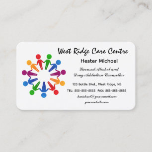 Editable Alcohol and Drug Addiction Counsellor Bus Business Card