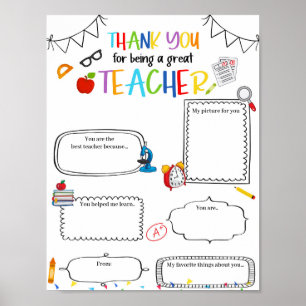 Editable all about my teacher template poster