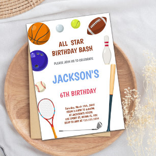 Editable All-Star Boys Athletic Party Invite