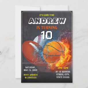 Editable All Star Sports Birthday Invitation