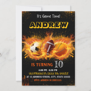 Editable All Star Sports Birthday Invitation