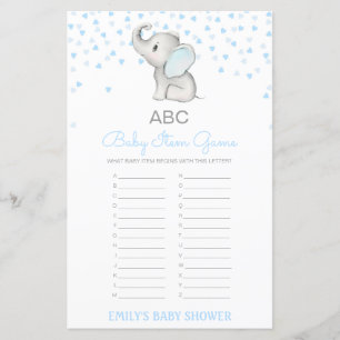Editable Alphabet Baby Item Baby Shower Game