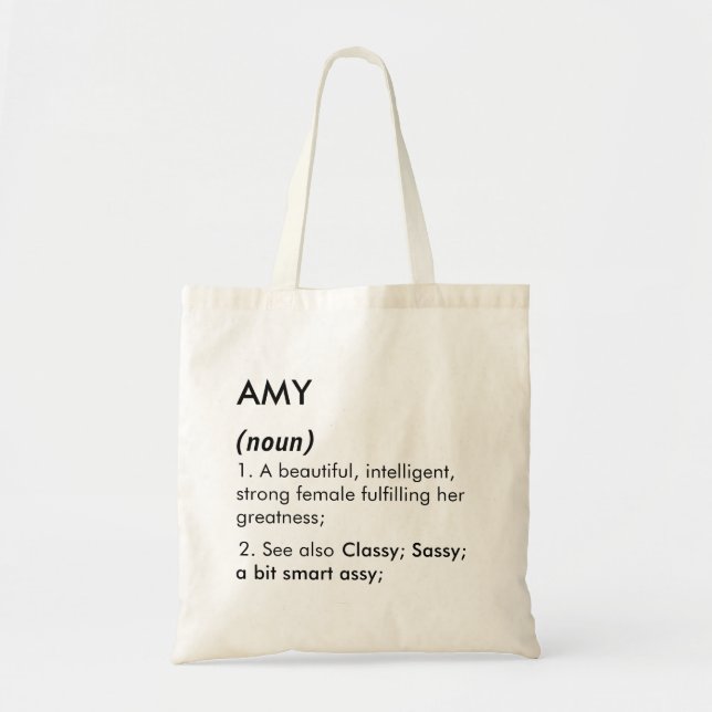 Editable Amy name definition, custom name Tote Bag (Front)